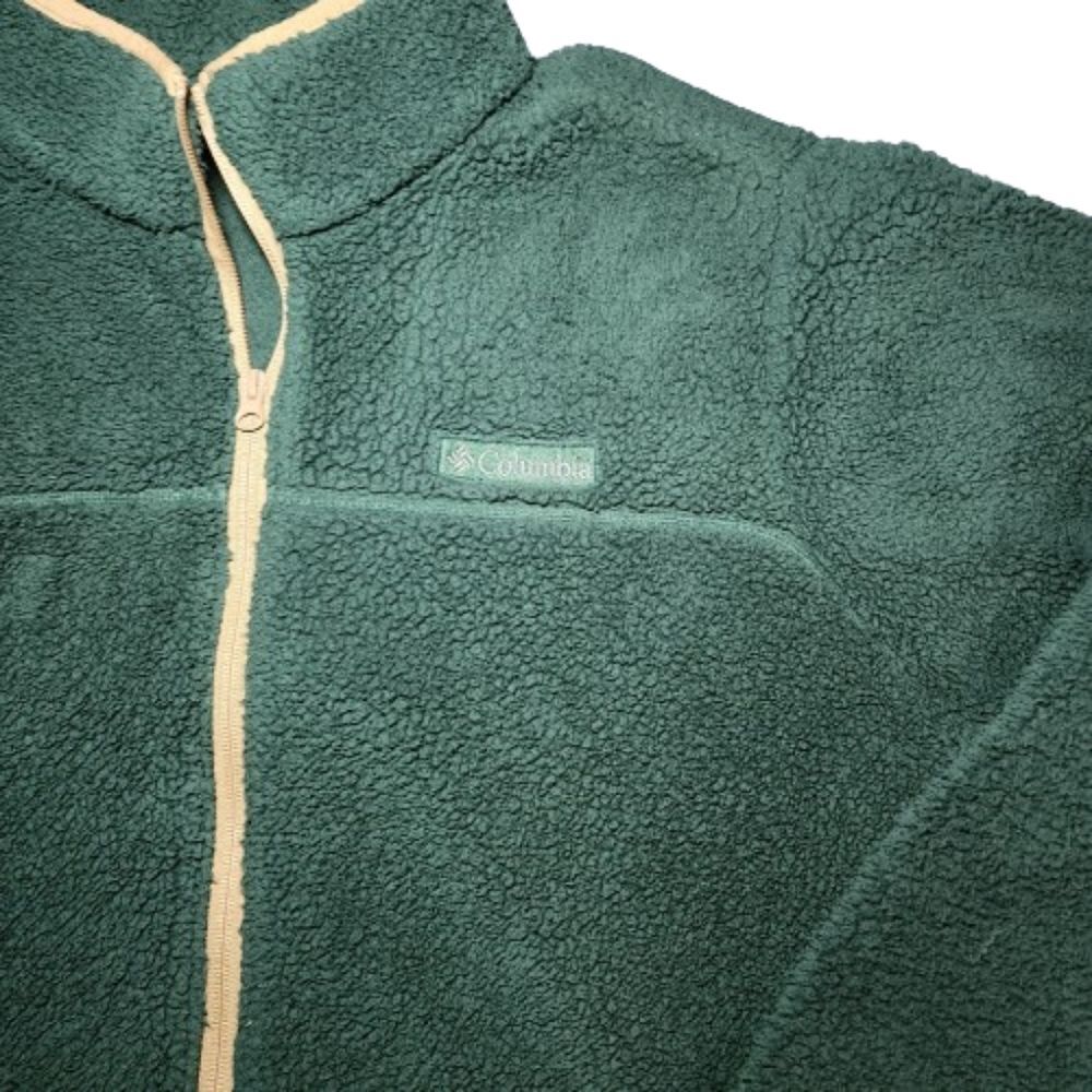 Columbia Rugged Ridge Sherpa Fleece Size Large Forest Green Hiking Travel Jacket - Picture 4 of 6